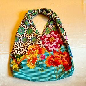 Johnny Was Floral Leopard Print Bag